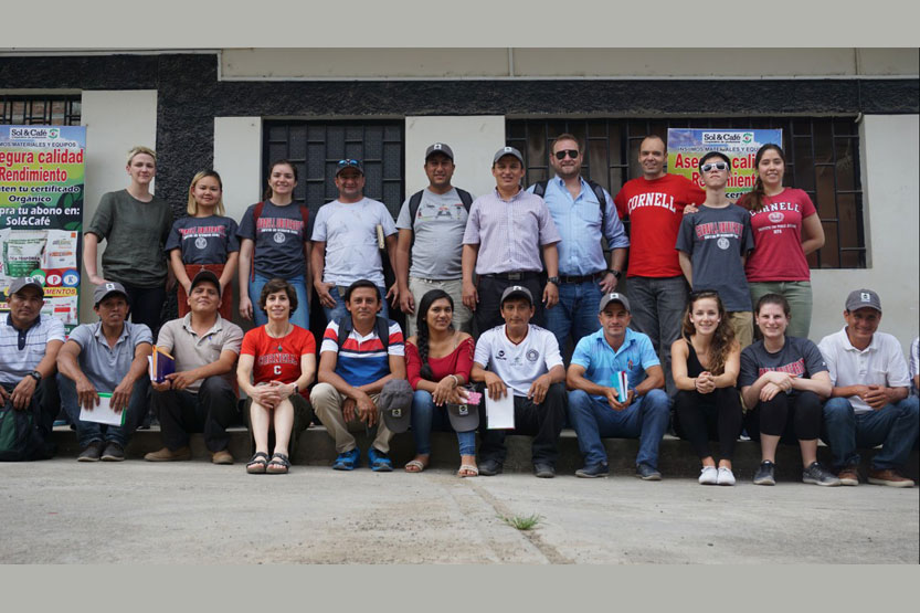 Cornell students, faculty members, Fair Trade USA representatives, and coffee growers in Peru