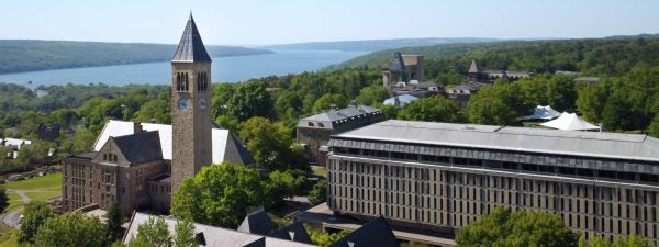 Cornell clock tower Cayuga Lake