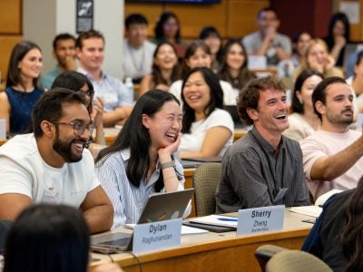 Students in class, MBA introduction day