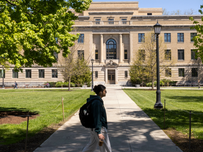 warren hall sidewalk head on shot, spring