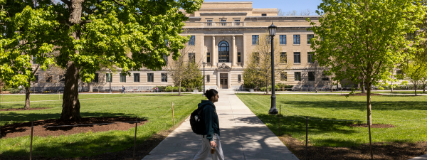 warren hall sidewalk head on shot, spring