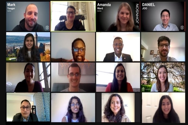 Zoom screen shot of EMI team members (16 people)