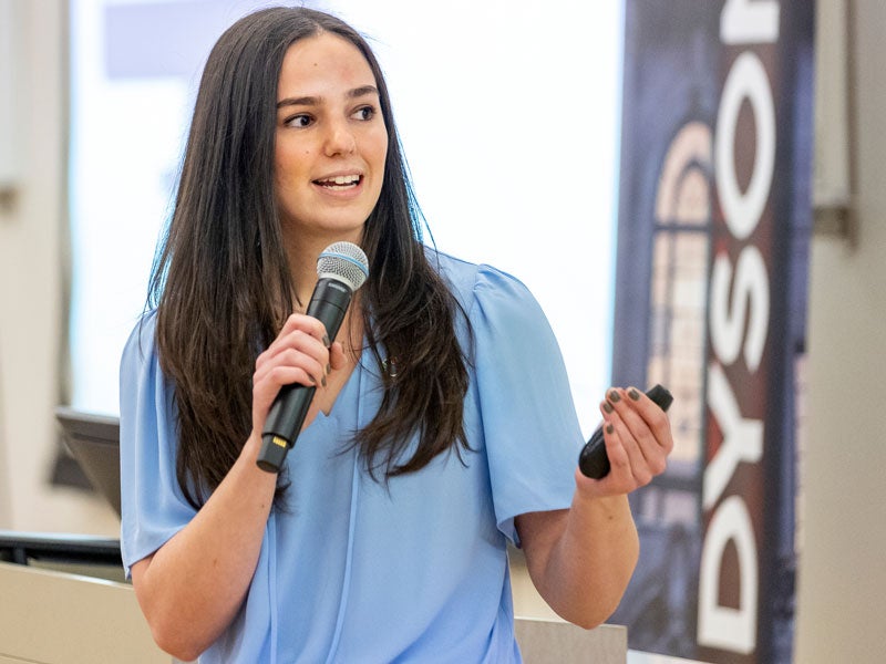 Student presenting at Grand Challenges event