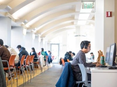 students studying in sage library.