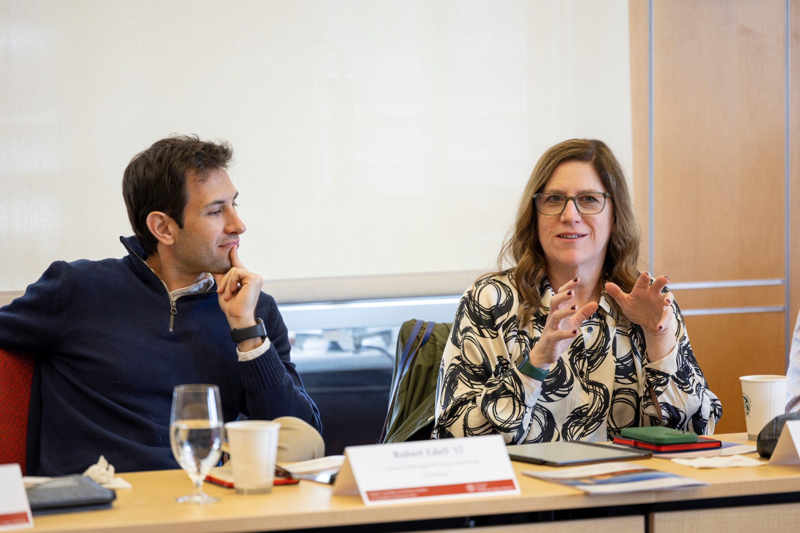Picture of Maureen Cushing, chief technology officer at AMP services and co-founder of restaurant technology conference TechTable. On her right is Rob Edell, General Manager of Door Dash.