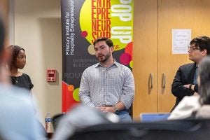 Image of Rob Karp &rsquo;19 speaking to Air & Sea Club students