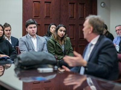 room full of students observe a real life arbitration