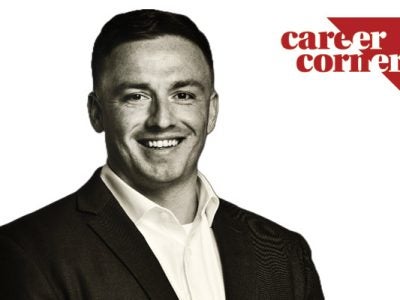 headshot of JJ Myron with the Career Corner graphic identifier overlaid on the photo next to him.