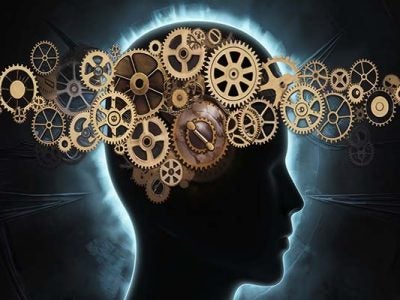 Illustration of a human head with gears