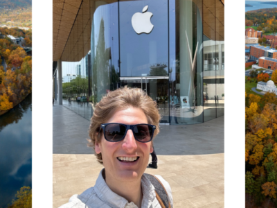 Alex standing in front of an Apple retail store
