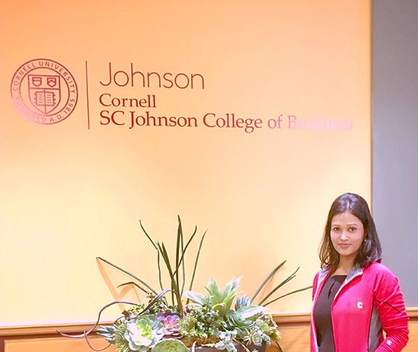 Photo of Amrita at a residential session on Cornell