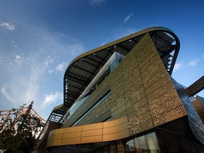 The Thought Leader Series event, Building a Sustainable Future, One Cornellian at a Time, was held at Cornell Tech’s Bloomberg Center, which has net-zero carbon emissions.