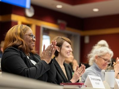 Participants clapping at the inaugural Health for the Future Student Design Competition
