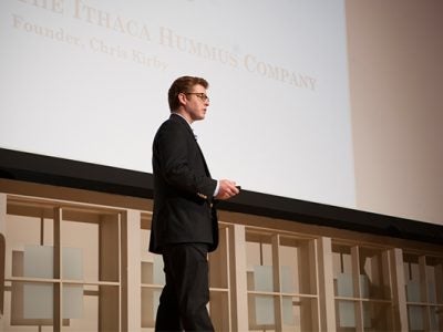 Chris Kirby '14 presents in the 2014 Business Plan Competition