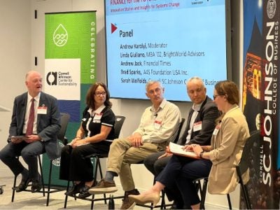 Panel of speakers at event