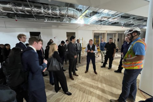 Members of the Cornell Real Estate Club networking with KKR&rsquo;s real estate team in New York City.