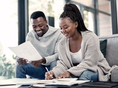 Couple discussing finances