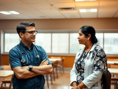 Two doctors meeting.