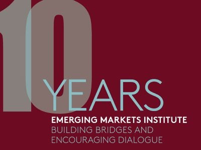 graphic treatment of this text: 10 Years. Emerging Markets Institute: Building Bridges and Encouraging Dialogue