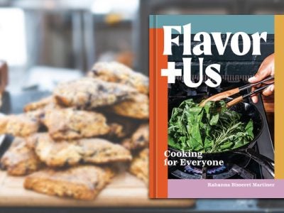 Image of Rahanna Bisseret Martinez ’26 cookbook cover titled "Flavor+Us"