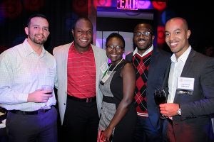 Photo of Jorge Garcia, MBA &rsquo;16, at the 2015 Office of Diversity and Inclusion Reception in New York City (far right)