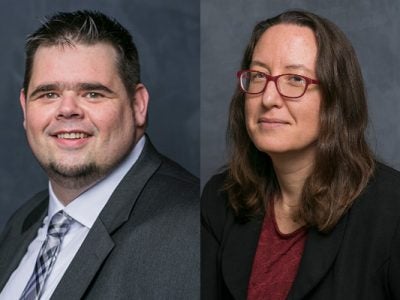 side by side portraits of Ryan Guggenmos and Kristina Rennekamp