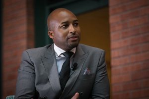 Marlon Nichols, MBA &rsquo;11, founder and general partner in Cross Cultural Ventures, delivers the keynote address on Disruptive Leadership: Challenging Norms to Achieve Lasting Impact" at the 2016 Johnson Diversity Symposium.