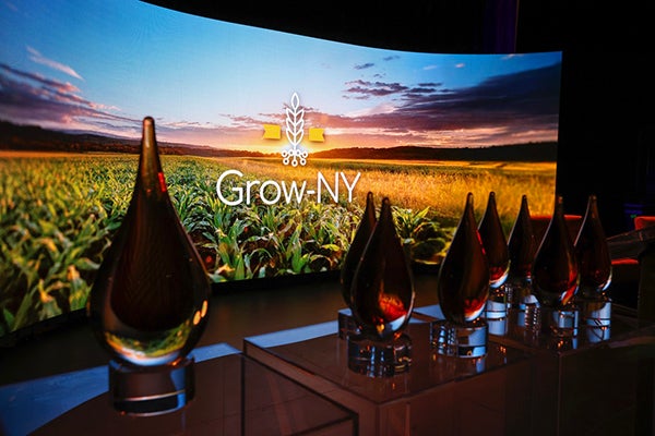 PowerPoint presentation slide with trophies