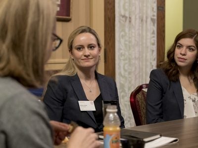 Photo of Marcela and another student during the Marketing Executive Coaching Program