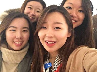 Photo of Nicole Kim and her friends on a trip to Philadelphia