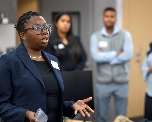 Chimoma Orakwue, MBA &lsquo;26, congratulates Community School of Music and Arts and says a few words about why the class made a grant to this organization.