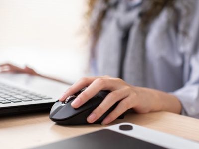 Photo of person with mouse cursor