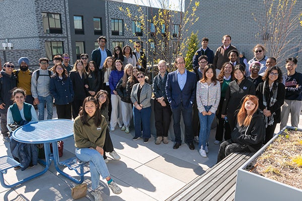 Group image of students at The Fountains for a site visit
