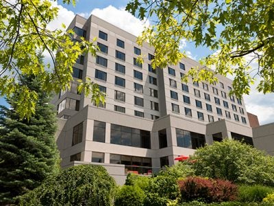 Photo of the exterior of the Statler Hotel on Cornell University's campus