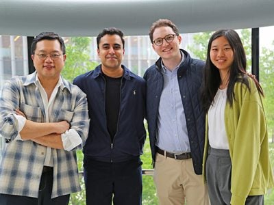 Four members of SAIL's founding team: Chansam Kim, MBA ’25; Salik Tehami, MBA ’25; William J. Reid, Health Tech ’25; and Olivia Mei, Computer Science ’25.