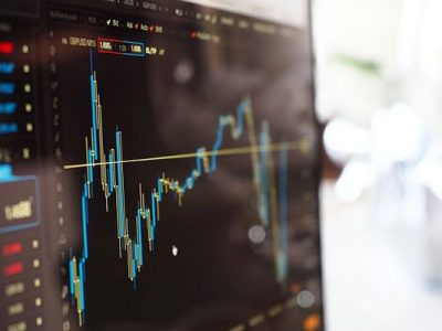 shot of a wildly fluctuating line graph on a computer screen
