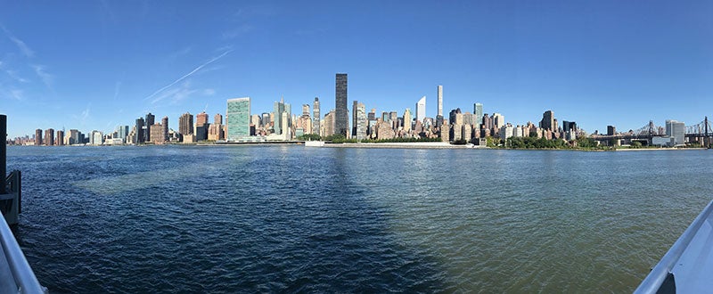 A ferry view of Manhattan. Courtesy of Michael Bloomberg, MBA &rsquo;18.