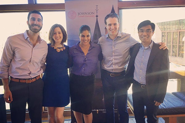 Image of Tuhina Chakrabarti, Executive MBA Metro NY &rsquo;19, (center) and her Business Strategy team