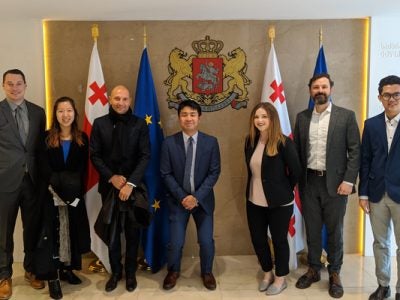 The Sustainable Global Enterprise student team meets then Prime Minister of Georgia, Mamuka Bakhtadze