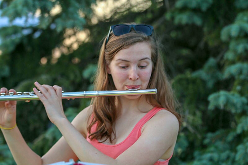 Andrea playing the flute