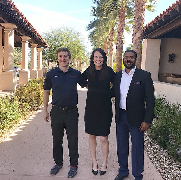 Photo of Catherine with two classmates in Arizona