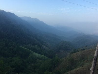 View of a mountain valley from above