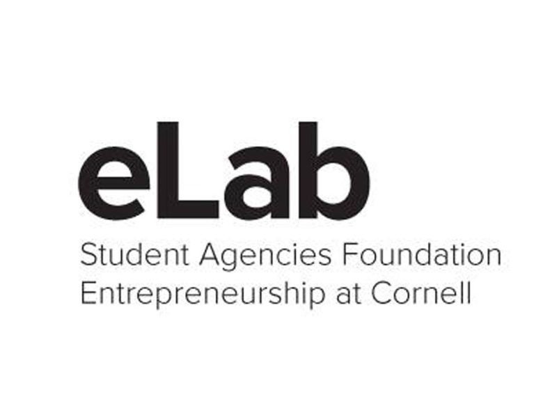 Cornell eLab logo, with black bold san serif letters on a white square