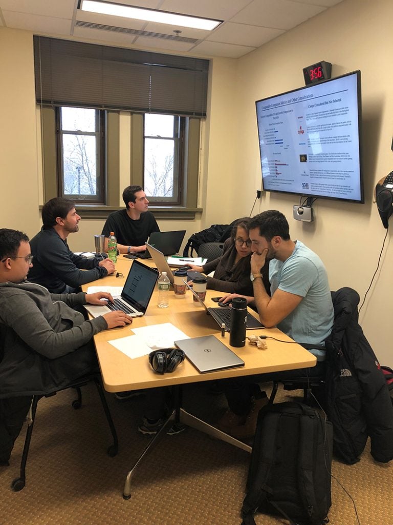 Photo of a different IBI team working on their IPO in a breakout room