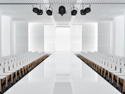 Decorative illustration of a fashion runway.