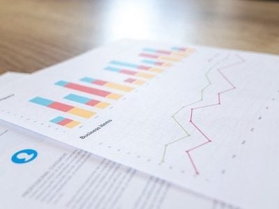 Stocks: Charts and graphs printed on a piece of paper