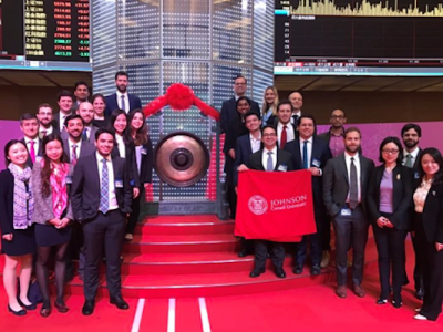 Johnson students at the Shanghai stock exchange