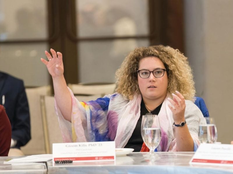 Gizem Kilic, PhD '23, takes part in a CIHLER roundtable in September 2022.