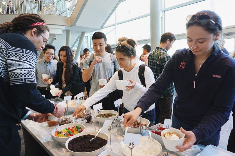Photo of people at an ice cream bar