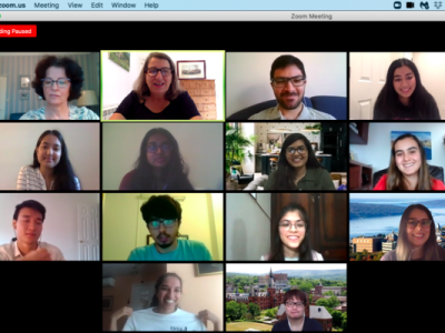 Emerging Markets Institute interns in a Zoom meeting (headshots)